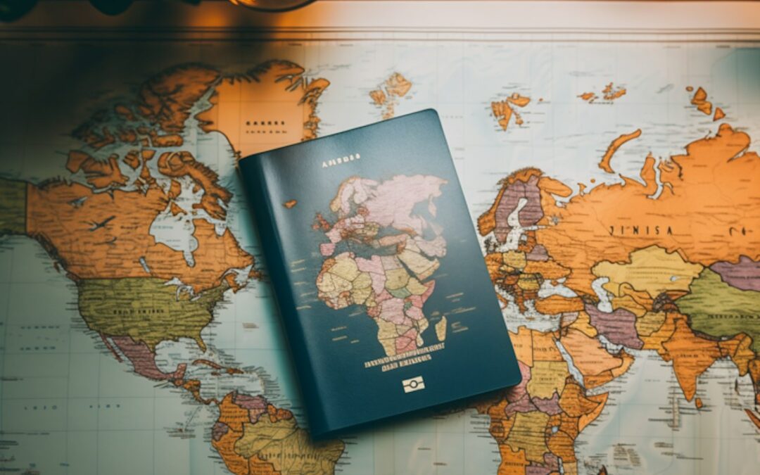 mapamundi y pasaporte